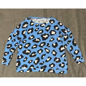 Unbranded Womens 24W Sweatshirt Blue Leopard Print Long Sleeve Pockets